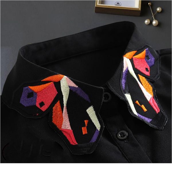 black embroidery fake collar shirt chiffon white detachable collar fake women ladies false blouse lapel collar ha jlljoz, Blue;red 
black embroidery fake collar shirt chiffon white detachable collar fake women ladies false blouse lapel collar ha jlljoz, Blue;red