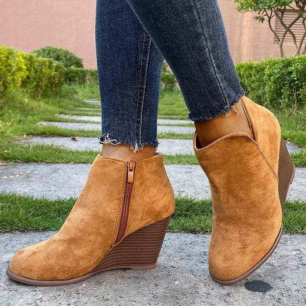 mcckle women's flock ankle boots famele autumn footwear platform short boots ladies high heels wedges shoes woman bota feminina, Black
mcckle women's flock ankle boots famele autumn footwear platform short boots ladies high heels wedges shoes woman bota feminina, Black