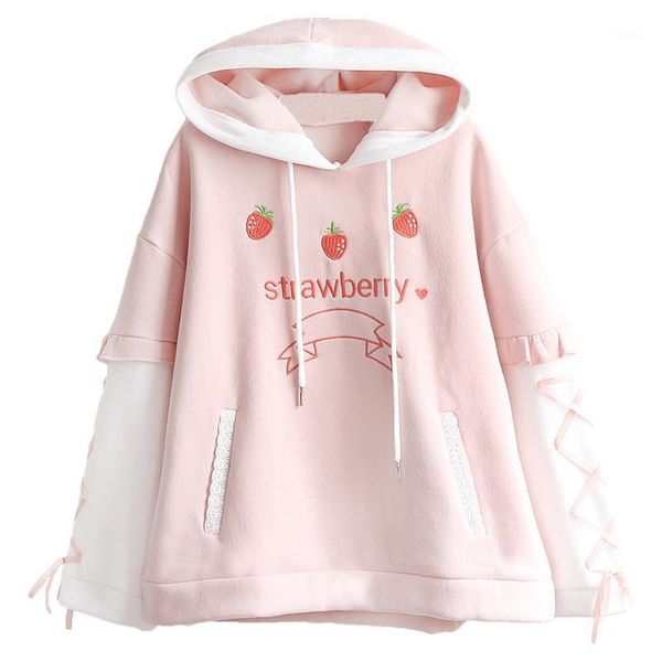japanese harajuku kawaii women sweatshirt winter sweet strawberry thicken hooded hoodie lolita fleece warm lace up pink pullover1, Black
japanese harajuku kawaii women sweatshirt winter sweet strawberry thicken hooded hoodie lolita fleece warm lace up pink pullover1, Black