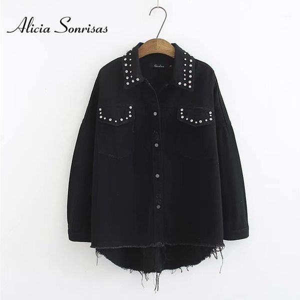 women's jackets 2021 women spring beading denim jacket retro rivets oversized jeans loose single breasted street fashion outerwear1, Black;brown
women's jackets 2021 women spring beading denim jacket retro rivets oversized jeans loose single breasted street fashion outerwear1, Black;brown