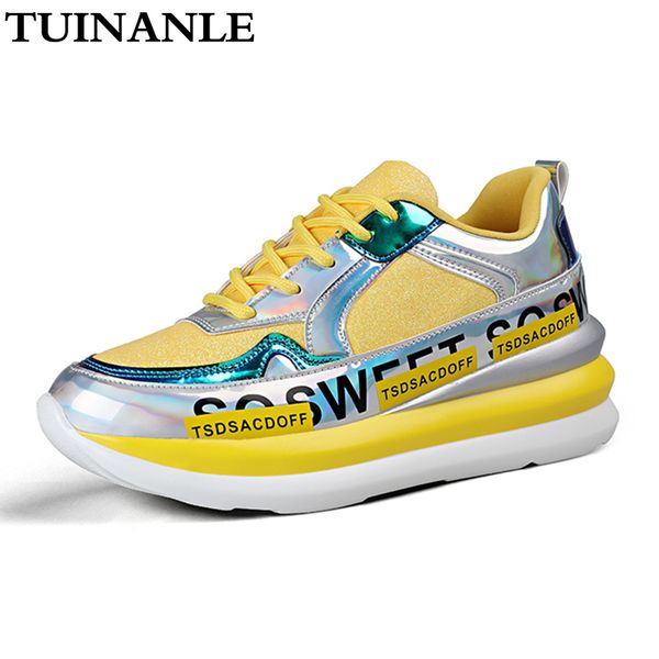 tuinanle women sneakers breathable mesh gold platform ladies shoes autumn knitting flat casual glitter sequined chunky sneakers 201201, Black
tuinanle women sneakers breathable mesh gold platform ladies shoes autumn knitting flat casual glitter sequined chunky sneakers 201201, Black