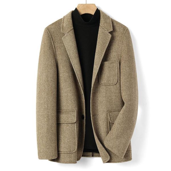 double-sided wool coat men's short slim fit 100% australian wool blazer coat new woolen suit in autumn and winter, Black
double-sided wool coat men's short slim fit 100% australian wool blazer coat new woolen suit in autumn and winter, Black