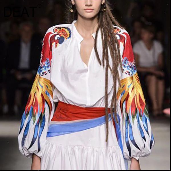 deat 2021 new spring and summer round neck buttons single breasted printed lantern sleeves cotton shirt wm10100xxl blouse, White
deat 2021 new spring and summer round neck buttons single breasted printed lantern sleeves cotton shirt wm10100xxl blouse, White