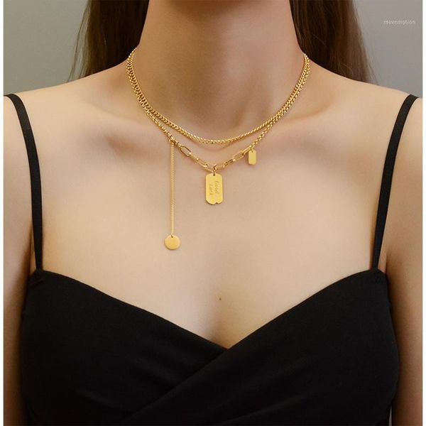 punk multilayer chains round tassel necklaces for women jewelry on the neck, gold plated stainless steel choker necklace woman1, Golden;silver
punk multilayer chains round tassel necklaces for women jewelry on the neck, gold plated stainless steel choker necklace woman1, Golden;silver