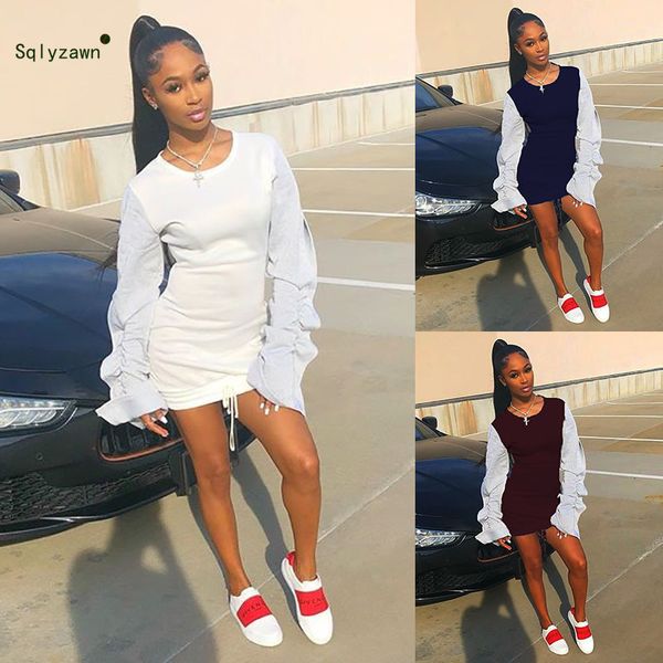 winter white sweatshirt dress women autumn patchwork long puff sleeve hoodie dress casual mini t shirt dresses streetwear 201125, Black;gray
winter white sweatshirt dress women autumn patchwork long puff sleeve hoodie dress casual mini t shirt dresses streetwear 201125, Black;gray