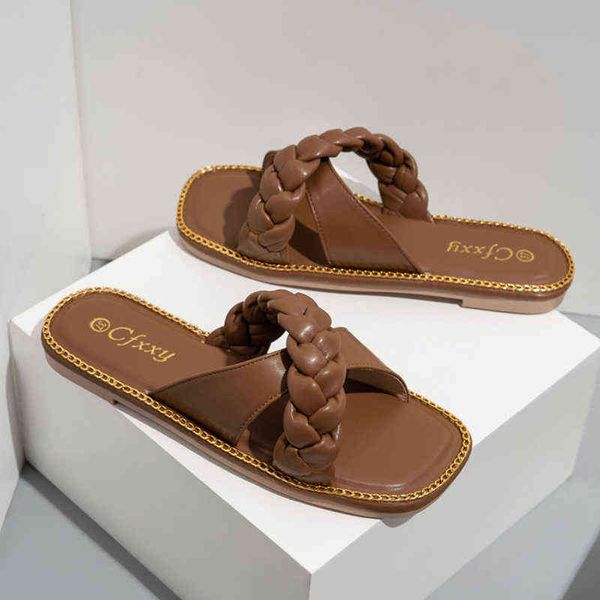 slippers summer women's slippers woven flat female sandals simple cross flat slippers fashion solid color open toe women shoes 220307, Black
slippers summer women's slippers woven flat female sandals simple cross flat slippers fashion solid color open toe women shoes 220307, Black