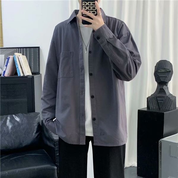 ruffian men's white pocket korean handsome with casual long sleeve shirt fashion, White;black
ruffian men's white pocket korean handsome with casual long sleeve shirt fashion, White;black