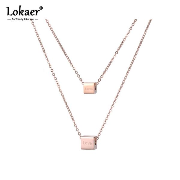 lokaer 2 layers stainless steel rose gold color necklace love letter square valentine's day present n18276, Silver
lokaer 2 layers stainless steel rose gold color necklace love letter square valentine's day present n18276, Silver