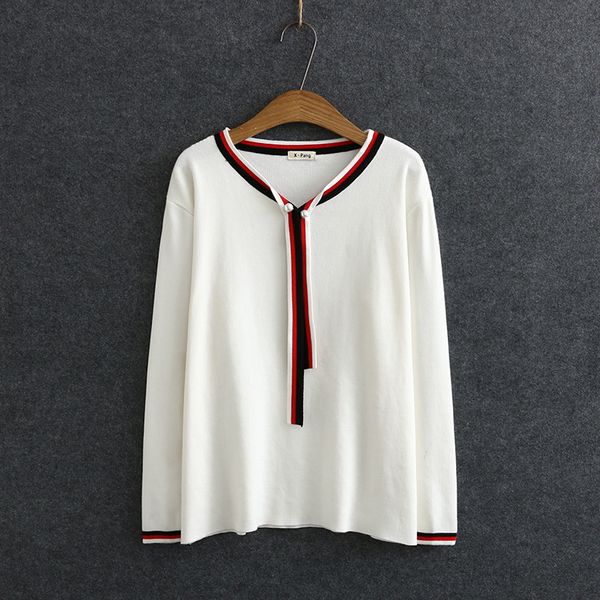 black female plus white size autumn casual striped pullovers streetwear clothing yrig, White;black
black female plus white size autumn casual striped pullovers streetwear clothing yrig, White;black