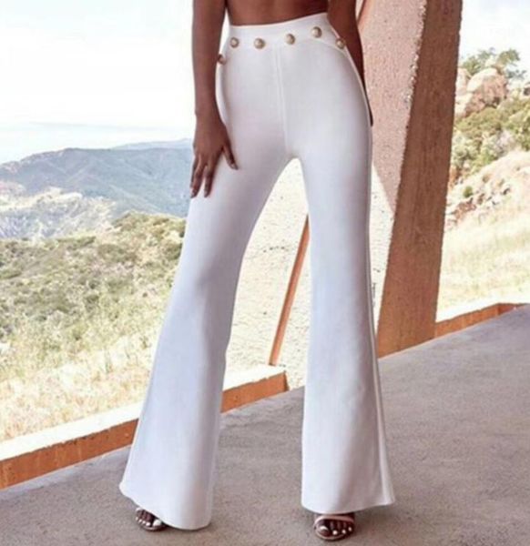 celebrity black white red rayon bandage flare pants fashion bodycon pant1