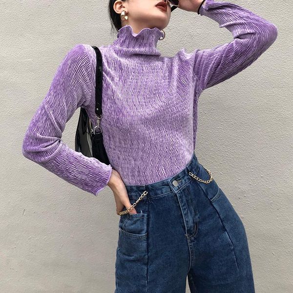 women's t-shirt autumn women long sleeve velvet high collar solid color shopping club street wear, White
women's t-shirt autumn women long sleeve velvet high collar solid color shopping club street wear, White