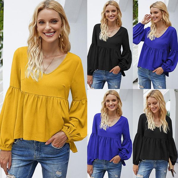 women's blouses & shirts fashion solid sweet blouse women 2021 autumn v-neck long sleeve casual office lady plus size loose blusa femin, White
women's blouses & shirts fashion solid sweet blouse women 2021 autumn v-neck long sleeve casual office lady plus size loose blusa femin, White