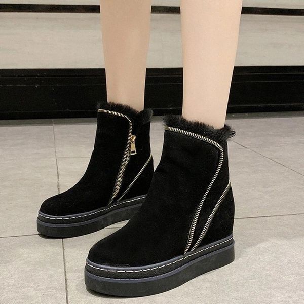 lucyever fashion zipper plush ankle boots for women chunky platform high heels shoes woman winter warm height increase shoes #xb9v, Black
lucyever fashion zipper plush ankle boots for women chunky platform high heels shoes woman winter warm height increase shoes #xb9v, Black