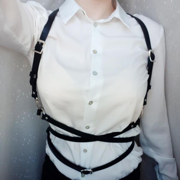 women suspenders black leather harajuku gothic belts lingerie adjustable bondage holographic harness for chest women belts, Black;brown
women suspenders black leather harajuku gothic belts lingerie adjustable bondage holographic harness for chest women belts, Black;brown