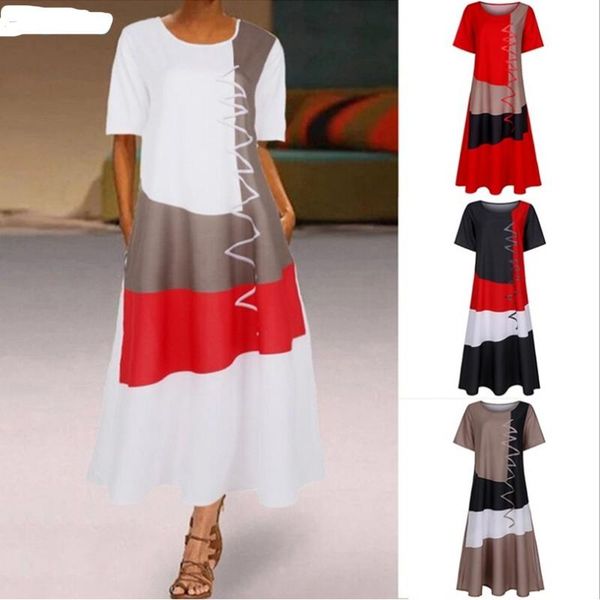 casual dresses 2021 spring and summer women's printed loose dress round neck short sleeve pocket waist, Black;gray
casual dresses 2021 spring and summer women's printed loose dress round neck short sleeve pocket waist, Black;gray