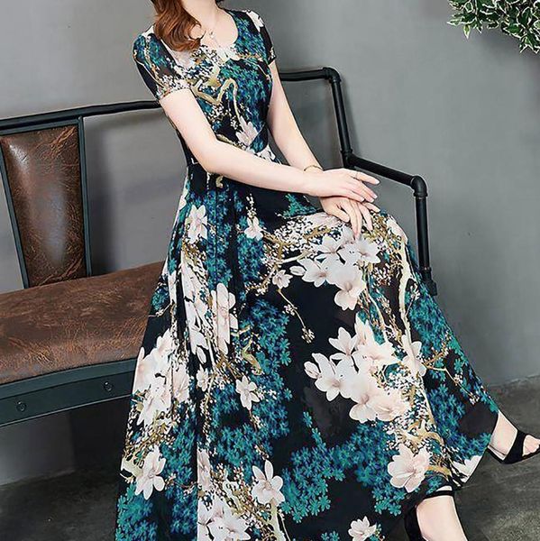 2021 women floral print chiffon beach dress fashion casual women v neck short sleeve long dress slim a line dress g40, Black;gray
2021 women floral print chiffon beach dress fashion casual women v neck short sleeve long dress slim a line dress g40, Black;gray