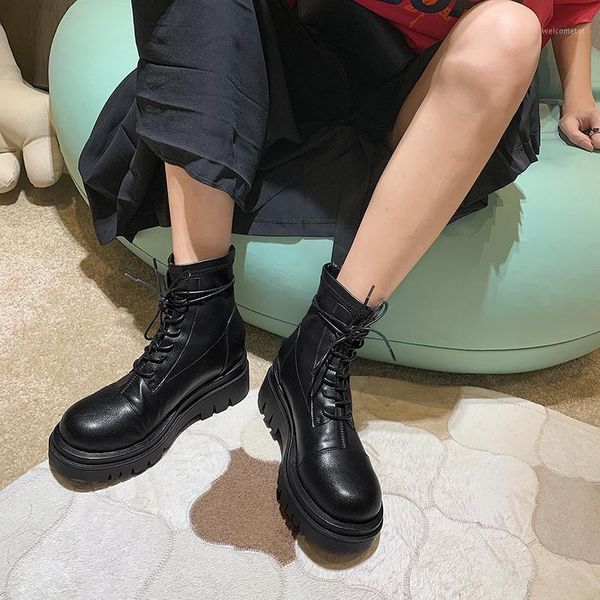 short boots women's platform thick-soled increased brown boots women's british style thick heel lace-up rear zipper shoes1, Black
short boots women's platform thick-soled increased brown boots women's british style thick heel lace-up rear zipper shoes1, Black