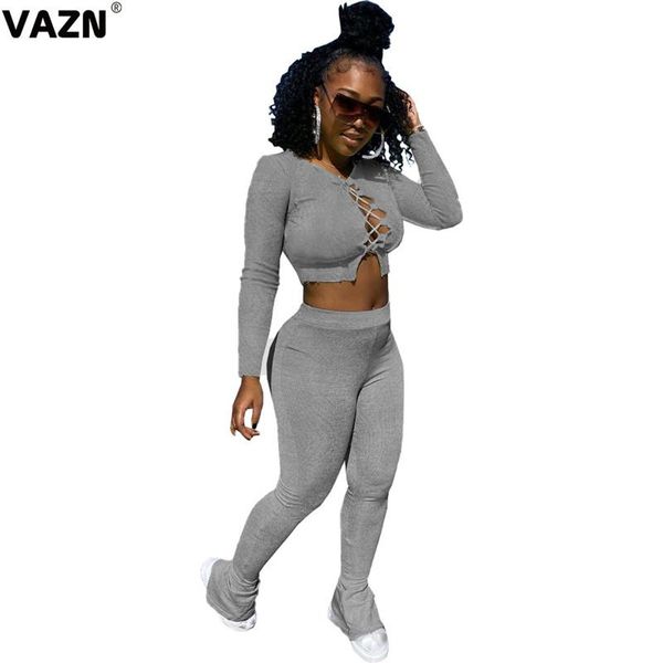 women's tracksuits vazn 2021 high street special cross bandage solid full sleeve group long pants skinny women 2 piece set, Gray
women's tracksuits vazn 2021 high street special cross bandage solid full sleeve group long pants skinny women 2 piece set, Gray