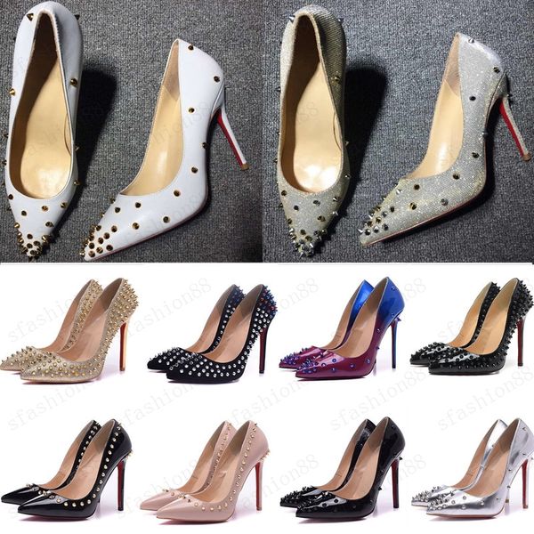 women's shoes high heels red bottom rivet patent leather pointed stiletto heel ladies wedding soles are red 8cm 10cm 12cm 35-44, Black
women's shoes high heels red bottom rivet patent leather pointed stiletto heel ladies wedding soles are red 8cm 10cm 12cm 35-44, Black