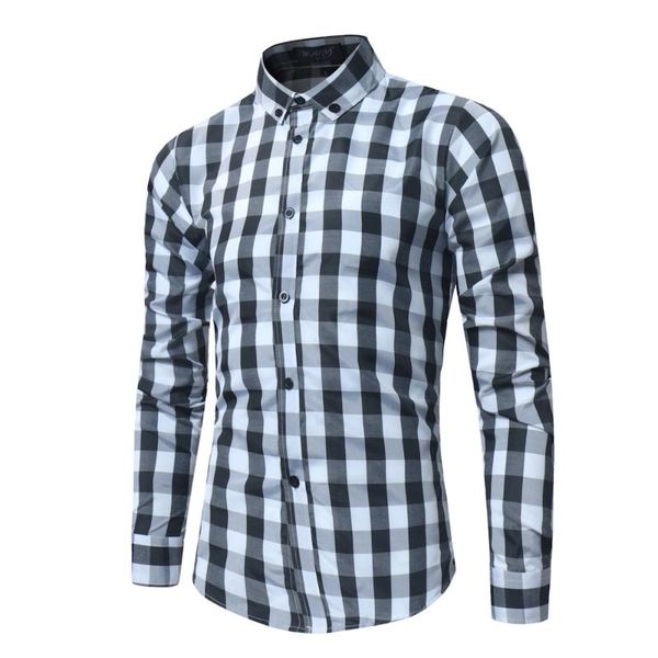 new spring and summer men's stylish plaid long-sleeved shirts, White;black
new spring and summer men's stylish plaid long-sleeved shirts, White;black