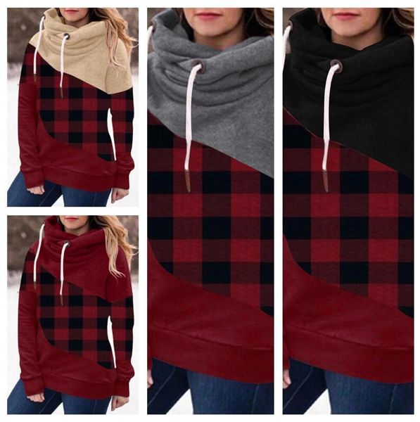 women designer clothes long sleeves plaid hooded sweatershirt pullover hoodie fashion patchwork color casual sports sweater e111604, White
women designer clothes long sleeves plaid hooded sweatershirt pullover hoodie fashion patchwork color casual sports sweater e111604, White