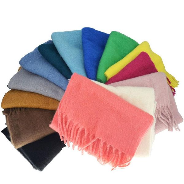 зимний толстый и теплый твердый цветной шарф, Blue;gray 
зимний толстый и теплый твердый цветной шарф, Blue;gray