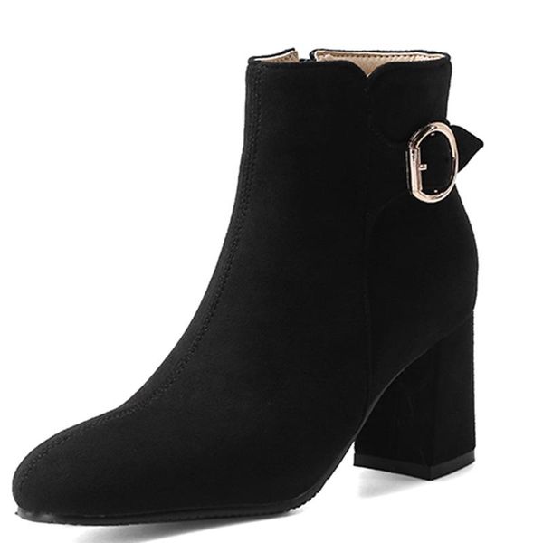 2021 new flock round toe leisure ankle boots fashion square high heel zipper concise autumn winter women shoes size 34-43, Black
2021 new flock round toe leisure ankle boots fashion square high heel zipper concise autumn winter women shoes size 34-43, Black