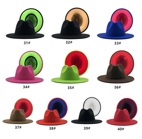 40 colors colorful patchwork wool felt jazz fedora hat women men elegant fashion wide brim panama party trilby cowboy cap wedding hat, Blue;gray
40 colors colorful patchwork wool felt jazz fedora hat women men elegant fashion wide brim panama party trilby cowboy cap wedding hat, Blue;gray