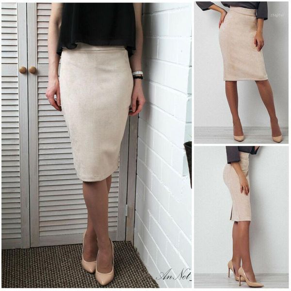 women high waist suede skinny bodycon pencil stretch split midi skirt ladies1, Black
women high waist suede skinny bodycon pencil stretch split midi skirt ladies1, Black