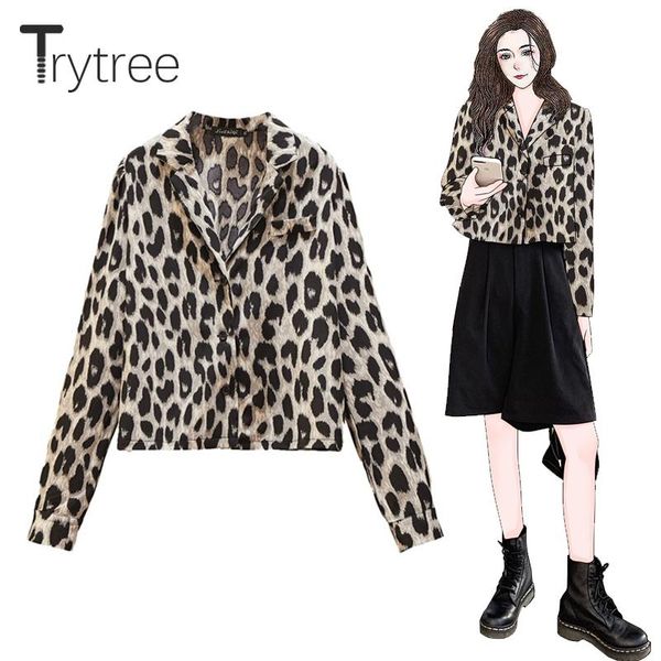 trytree 2021 spring autumn casual leopard blouse women streetwear notched lapel women's shirts fashion short woman coat thin, White
trytree 2021 spring autumn casual leopard blouse women streetwear notched lapel women's shirts fashion short woman coat thin, White