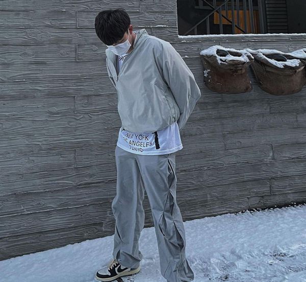 american high street nylon functional vibe style men's design sense side slit tooling micro flare pants, Black
american high street nylon functional vibe style men's design sense side slit tooling micro flare pants, Black