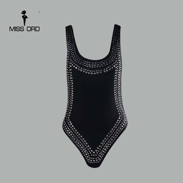 missord 2020 tight u-neck rhinestone reflective bodysuit ft4371 t200702, Black;white