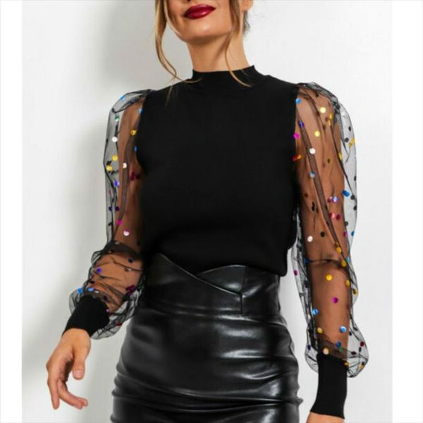women sequins puff sleeve elegant t shirt autumn long sleeve t shirt casual tee femmel women jersey, White
women sequins puff sleeve elegant t shirt autumn long sleeve t shirt casual tee femmel women jersey, White