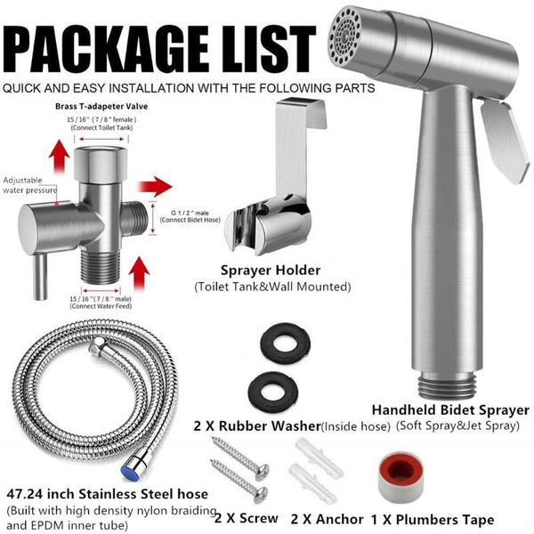 bath accessory set stainless steel baby cloth diaper sprayer, hand held bidet spray for toilet with brushed nickel finish 180821309
bath accessory set stainless steel baby cloth diaper sprayer, hand held bidet spray for toilet with brushed nickel finish 180821309