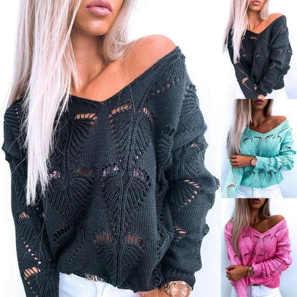 women's sweaters women v-neck hollow out sweater solid color fashion vintage elegant long sleeve d30, White;black
women's sweaters women v-neck hollow out sweater solid color fashion vintage elegant long sleeve d30, White;black