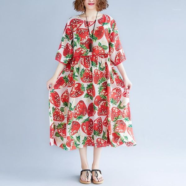 2018 summer new women plus size loose strawberry women dresses female casual printed dress1, Black;gray
2018 summer new women plus size loose strawberry women dresses female casual printed dress1, Black;gray