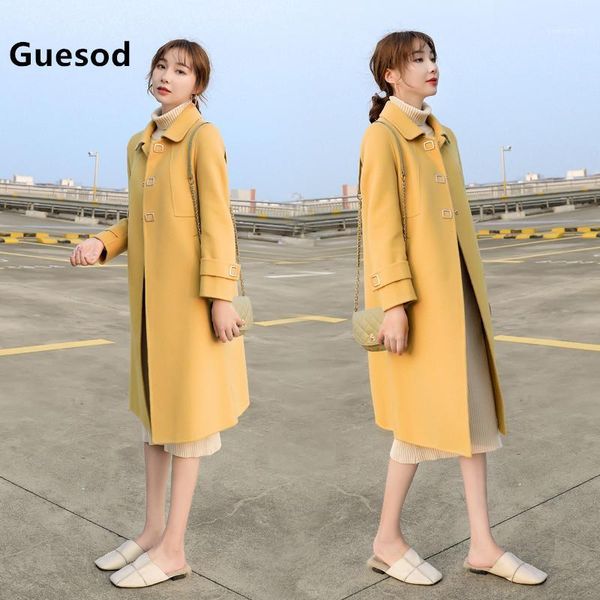 women's wool & blends women coat 2021 arrival yellow woolen outerwear autumn winter medium length1, Black
women's wool & blends women coat 2021 arrival yellow woolen outerwear autumn winter medium length1, Black