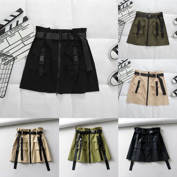 2020 women's black skirts pocket skirt sashes ladies short tool skirt summer high waist a line zipper one-step skirt with belt q1209
2020 women's black skirts pocket skirt sashes ladies short tool skirt summer high waist a line zipper one-step skirt with belt q1209