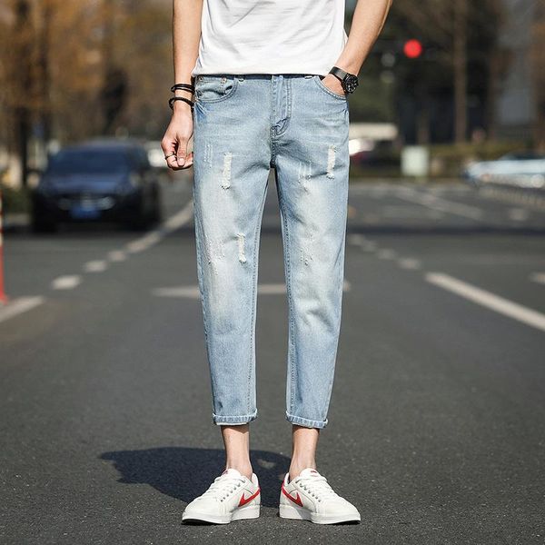 men's jeans 9 color choice casual slim straight pants cotton fashion skinny ankle length, Blue
men's jeans 9 color choice casual slim straight pants cotton fashion skinny ankle length, Blue