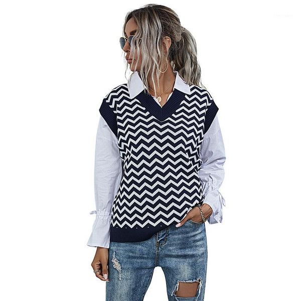 women's vests aibeiling wind stripe knitted vest for women slim fit sweater v-neck1, Black;white
women's vests aibeiling wind stripe knitted vest for women slim fit sweater v-neck1, Black;white