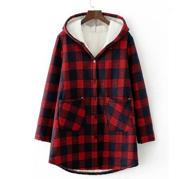 autumn winter women fashion plaid plus velvet thicken hooded long sleeve jacket button coat plaid coat thickness jacket female1, Black;brown
autumn winter women fashion plaid plus velvet thicken hooded long sleeve jacket button coat plaid coat thickness jacket female1, Black;brown