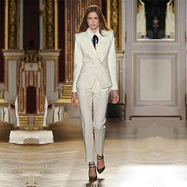 women's business suits elegant lady formal tuxedo 2 pieces jacket and pants sets office work slim fit blazer terno masculino, White
women's business suits elegant lady formal tuxedo 2 pieces jacket and pants sets office work slim fit blazer terno masculino, White