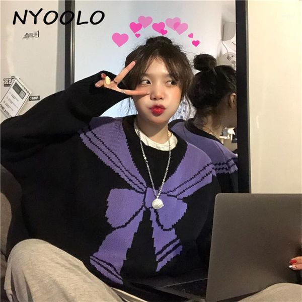 nyoolo harajuku style kawaii bowknot jacquard o-neck pullovers knitted sweaters women winter long sleeve thicken warm knitwear1, White;black
nyoolo harajuku style kawaii bowknot jacquard o-neck pullovers knitted sweaters women winter long sleeve thicken warm knitwear1, White;black