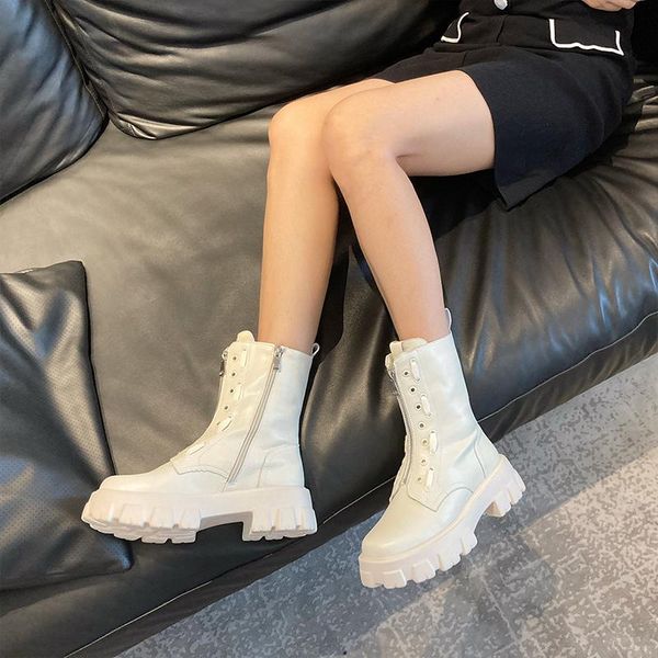 ankle boots women genuine leather short boots casual ladies shoes fashion front zipper waterproof platform, Black
ankle boots women genuine leather short boots casual ladies shoes fashion front zipper waterproof platform, Black
