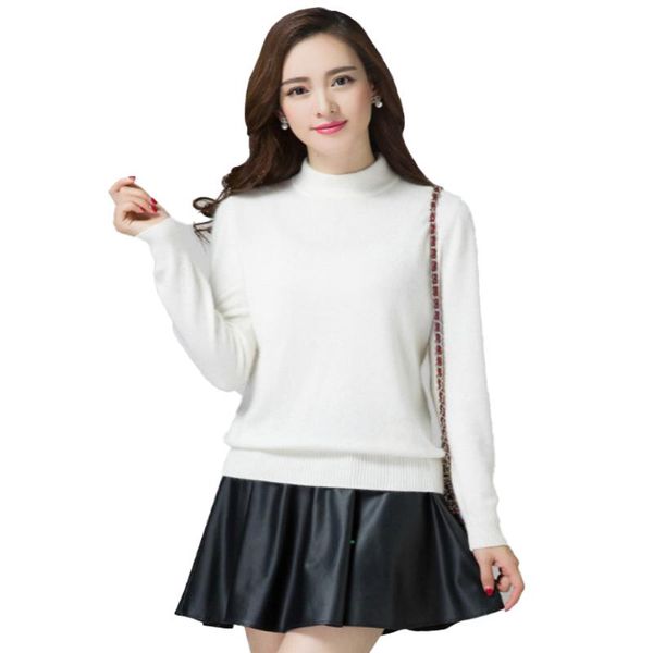 2021 new korean pure color autumn/spring women's half high collar pullover bottomed sweater, White;black
2021 new korean pure color autumn/spring women's half high collar pullover bottomed sweater, White;black