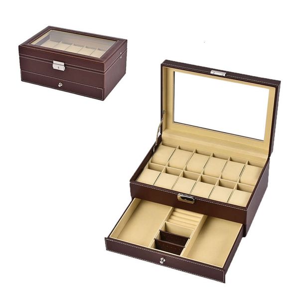 wind home 12 jewelry box double-layer digit multifunctional watch storage jewelry box pu leather packaging jewelry box, Slivery;brown 
wind home 12 jewelry box double-layer digit multifunctional watch storage jewelry box pu leather packaging jewelry box, Slivery;brown