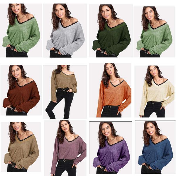 sweet v-neck patchwork lace pullover for women in 13 colors, White;black
sweet v-neck patchwork lace pullover for women in 13 colors, White;black
