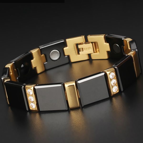 luxury gold color stainless steel arthritis twisted healthy therapy magnets bracelet men ladies germanium cz bracelets for women 200925, Black
luxury gold color stainless steel arthritis twisted healthy therapy magnets bracelet men ladies germanium cz bracelets for women 200925, Black