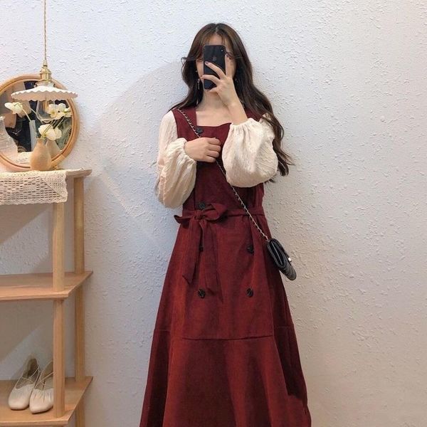 qweek vintage woman dress winter fashion corduroy slip dress 2021 korean loose casual plus size splice elegant long sleeve, Black;gray
qweek vintage woman dress winter fashion corduroy slip dress 2021 korean loose casual plus size splice elegant long sleeve, Black;gray