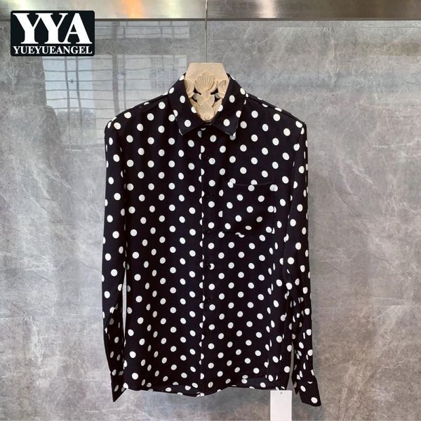 spring autumn new long sleeve polka dot shirts men street casual work loose fashion single breasted black shirts male, White;black
spring autumn new long sleeve polka dot shirts men street casual work loose fashion single breasted black shirts male, White;black